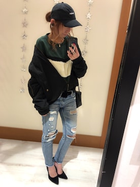 「SpRay（スプレイ）のアイテム（MA-1）」を使った、yukariさん（レディース・158cm）の冬コーディネート
