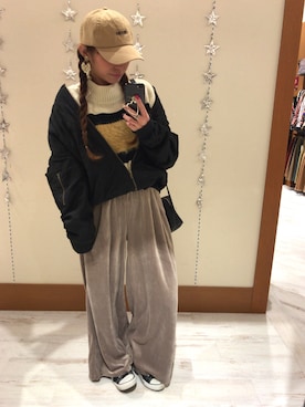 「SpRay（スプレイ）のアイテム（MA-1）」を使った、yukariさん（レディース・158cm）の冬コーディネート