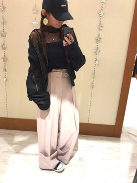 「SpRay（スプレイ）のアイテム（MA-1）」を使った、yukariさん（レディース・158cm）の冬コーディネート