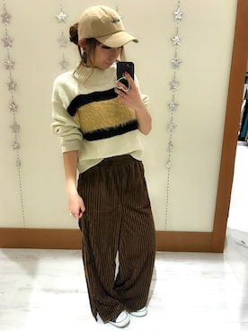 「シャギー」｜「アイテム（キャップ）」を使った、yukariさん（レディース・158cm）の冬コーディネート