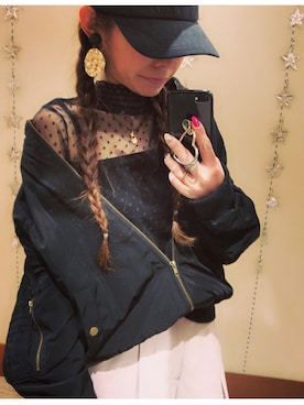 「SpRay（スプレイ）のアイテム（MA-1）」を使った、yukariさん（レディース・158cm）の春コーディネート