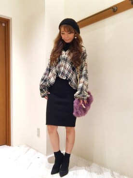 「SpRay（スプレイ）のアイテム（ハンチング/ベレー帽）」を使った、yukariさん（レディース・158cm）の秋コーディネート