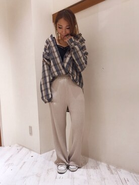 「ビッグシャツ」｜「アイテム（キャミソール）」を使った、yukariさん（レディース・158cm）の冬コーディネート