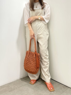 「SENSE OF PLACE by URBAN RESEARCH（センスオブプレイスバイアーバンリサーチ）のアイテム（サロペット/オーバーオール）」を使った、satomiさん（レディース・154cm）の夏コーディネート