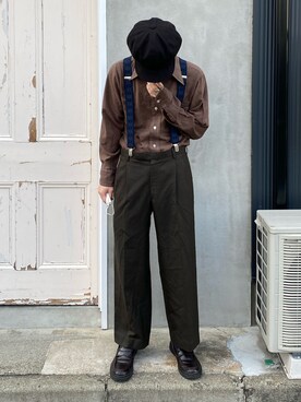 「AURALEE（オーラリー）のアイテム（レッグウェア、ブラック系）」を使った、トモさん（メンズ・170cm）の秋コーディネート