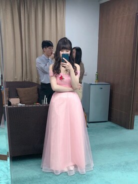 「アイテム（ドレス、ピンク系）」を使った、Pollyさん（レディース・163cm）の冬コーディネート