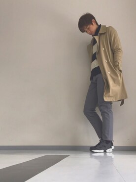 「WEGO（ウィゴー）のアイテム（トレンチコート）」を使った、hokutoさん（メンズ・180cm）の冬コーディネート