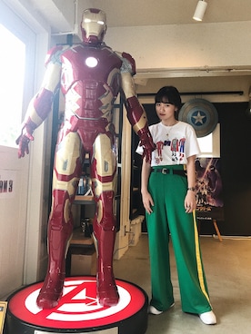 「MARVEL Tシャツ」｜Fuka ◟̽◞̽さん（レディース・164cm）の春コーディネート