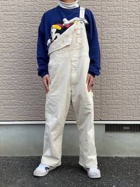 「GU（ジーユー）のアイテム（サロペット/オーバーオール）」を使った、wsmenさん（メンズ・160cm）の冬コーディネート