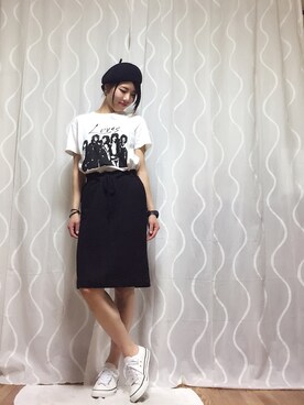 「スエット」｜「アイテム（ハンチング/ベレー帽）」を使った、nun.さん（レディース・164cm）の夏コーディネート