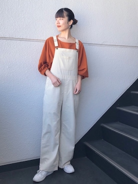 「KOBE LETTUCE（コウベレタス）のアイテム（オールインワン・サロペット）」を使った、nun.さん（レディース・164cm）の冬コーディネート