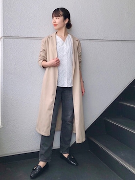 「chocol raffine robe（ショコラフィネローブ）のアイテム（ジャケット/アウター）」を使った、nun.さん（レディース・164cm）の春コーディネート