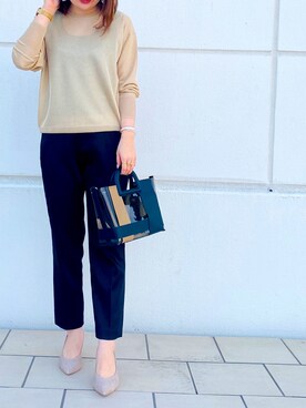 「LOWELL things（ロウェル　シングス）のアイテム（ショルダーバッグ、ブラック系）」を使った、☺︎さん（レディース・157cm）の春コーディネート