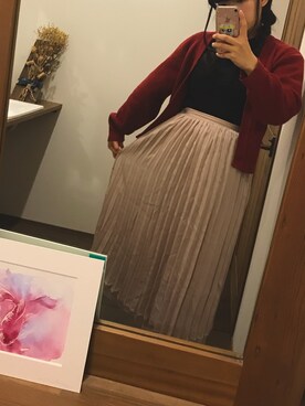 「one after another NICE CLAUP（ワンアフターアナザーナイスクラップ）のリバーシブルプリーツスカート（スカート）」を使った、L♥️VEさん（レディース・159cm）の秋コーディネート