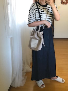 「サロペットスカート」｜「アイテム（その他シューズ）」を使った、スアさん（レディース・161cm）の夏コーディネート