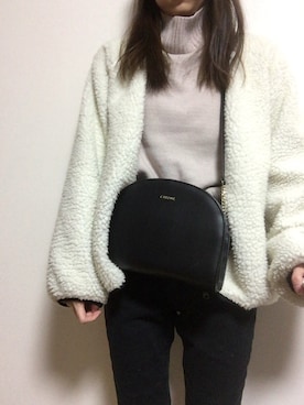 「SPINNS（スピンズ）のリバーシブルボアブルゾン（ブルゾン、ホワイト系）」を使った、sakiさん（レディース・160cm）の冬コーディネート