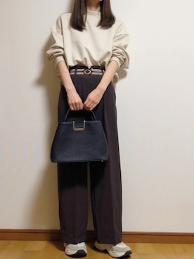 「GRL（グレイル）の2WAYミニショルダーバッグ（ショルダーバッグ、ブラック系）」を使った、sakiさん（レディース・160cm）の秋コーディネート