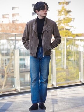 「JOHN SMEDLEY（ジョンスメドレー）のアイテム（ニット/セーター）」を使った、Brilla per il gustoさん（メンズ・175cm）の冬コーディネート