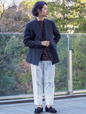 「BEAMS F（ビームスエフ）のアイテム（パンツ）」を使った、Brilla per il gustoさん（メンズ・175cm）の冬コーディネート