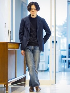 「JOHN SMEDLEY（ジョンスメドレー）のアイテム（ニット/セーター）」を使った、Brilla per il gustoさん（メンズ・175cm）の春コーディネート