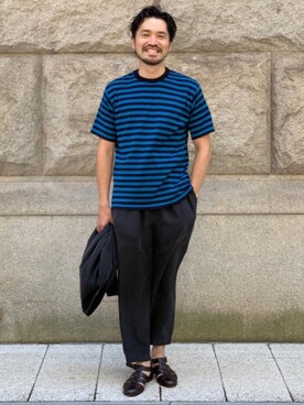 「JOHN SMEDLEY（ジョンスメドレー）のアイテム（Tシャツ/カットソー）」を使った、Brilla per il gustoさん（メンズ・175cm）の夏コーディネート