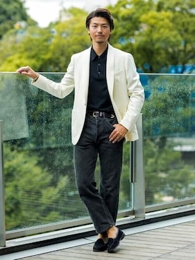 「JOHN SMEDLEY（ジョンスメドレー）のJOHN SMEDLEY / 30ゲージ ニットポロシャツ（ポロシャツ、ブラック系）」を使った、Brilla per il gustoさん（メンズ・175cm）の秋コーディネート