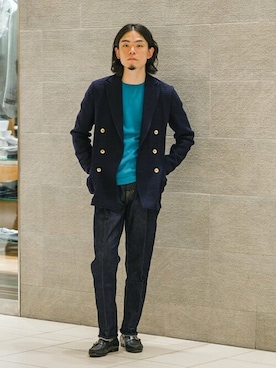 「BRILLA per il gusto（ブリッラペルイルグースト）のYCHAI / 別注 ROBUSTO デニム ジーンズ（デニムパンツ、ブルー系）」を使った、Brilla per il gustoさん（メンズ・175cm）の冬コーディネート