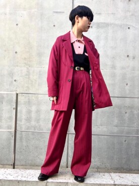 「レザーブーツ」｜「アイテム（スラックス）」を使った、miyaさん（レディース・155cm）の冬コーディネート