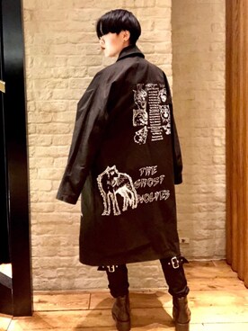 「ロングジャケット」｜「アイテム（ブーツ）」を使った、miyaさん（レディース・155cm）の冬コーディネート
