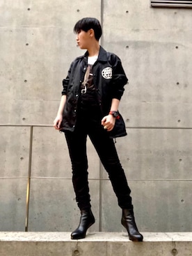 「ハイウエストパンツ」｜「アイテム（ブルゾン）」を使った、miyaさん（レディース・155cm）の春コーディネート
