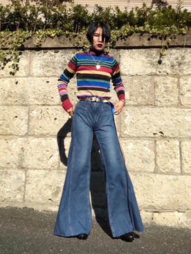 ニット セーターを使った 90年代 のレディース人気ファッションコーディネート Wear