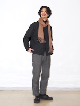 「UNITED ARROWS（ユナイテッドアローズ）のアイテム（マフラー）」を使った、若命　勇佑さん（メンズ・178cm）の冬コーディネート
