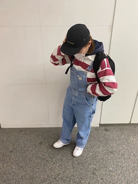 「Guess（ゲス）のアイテム（オールインワン・サロペット）」を使った、ユイさん（レディース・159cm）の春コーディネート