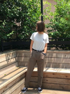「Saturdays NYC（サタデーズ ニューヨークシティ ）のアイテム（スラックス）」を使った、MayuNozawaさん（レディース・168cm）の夏コーディネート
