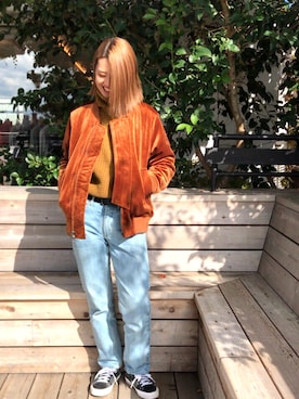 「Saturdays NYC（サタデーズ ニューヨークシティ ）のアイテム（ブルゾン）」を使った、MayuNozawaさん（レディース・168cm）の秋コーディネート