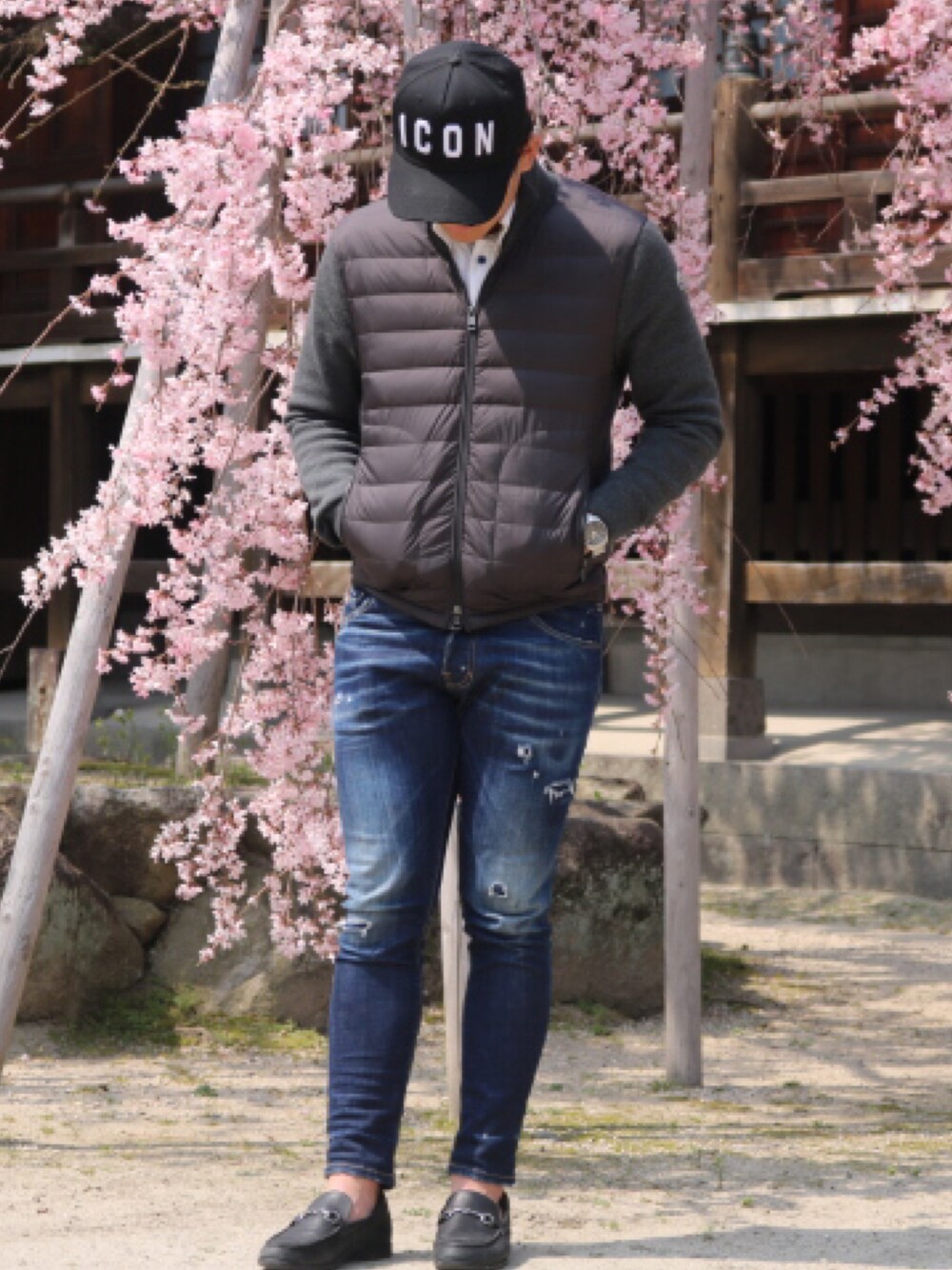 MONCLER◇ダウンベスト/S/デニム/BLK/I2097/8G00003// モンクレール