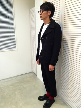 「RAGEBLUE（レイジブルー）のアイテム（ピーコート）」を使った、REALLYオーナーさん（メンズ・176cm）の冬コーディネート