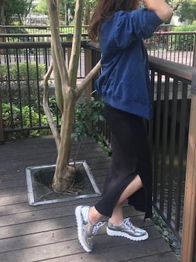 「koe（コエ）のアイテム（MA-1）」を使った、ふじわら 佳緒里さん（レディース・162cm）の秋コーディネート