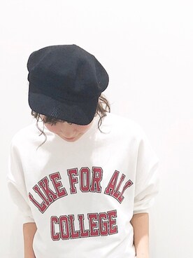 「koe（コエ）のアイテム（スウェット）」を使った、ふじわら 佳緒里さん（レディース・162cm）の冬コーディネート