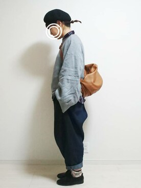 「LEPSIM（レプシィム）のアイテム（ハンチング/ベレー帽）」を使った、mocoさん（レディース・167cm）の冬コーディネート