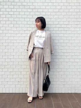「大人カジュアルコーデ」｜「アイテム（ノーカラージャケット）」を使った、iharaさん（レディース・158cm）の春コーディネート