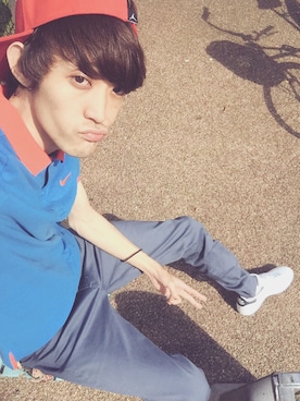 「Jordan（ジョーダン）のアイテム（キャップ、レッド系）」を使った、☆蛙☆さん（メンズ・185cm）の冬コーディネート
