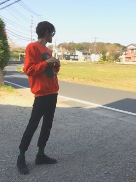 「GAP（ギャップ）のアイテム（パンツ、ブラック系）」を使った、☆蛙☆さん（メンズ・185cm）の春コーディネート