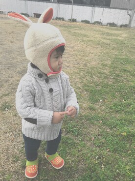 「AIGLE（エーグル）のアイテム（帽子）」を使った、あちゃこさん（キッズ・80cm）の秋コーディネート