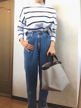 yuikaさんの「【Traditional Weatherwear】 ビッグマリンボートネックシャツ」を使ったコーディネート