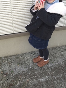 「リブタートルネック」｜「アイテム（ブーツ）」を使った、yunさん（キッズ・110cm）の冬コーディネート