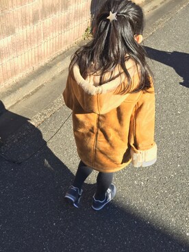 「BEAMS（ビームス）のアイテム（ムートンコート）」を使った、yunさん（キッズ・110cm）の冬コーディネート