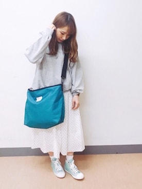 「ehka sopo（エヘカソポ）のアイテム（メッセンジャーバッグ）」を使った、Misaki Makiさん（レディース・149cm）の春コーディネート