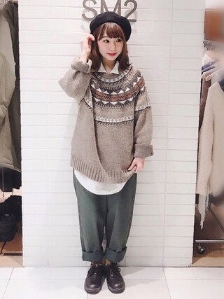 Misaki Maki使用「Samansa Mos2（求心ジャガードプルオーバー）」的時尚穿搭