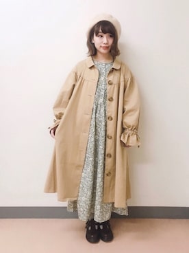 「spring」｜「アイテム（ステンカラーコート）」を使った、Misaki Makiさん（レディース・149cm）の春コーディネート